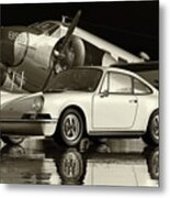 Porsche 911 In B And W Metal Print