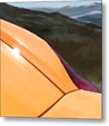 Porsche Boxster 981 Curves Digital Oil Painting - Tangerine Dream Orange Metal Print