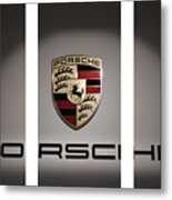 Porsche Car Emblem Triptych Metal Print