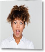 Portrait Of Excited Afro American Businesswoman Metal Print