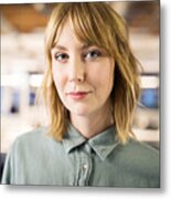 Portrait Of Young Businesswoman In Office Metal Print