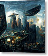 Postcards From The Future - Alien Metropolis, 05 Metal Print