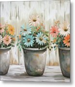 Pretty Potted Daisies Metal Print