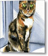 Princess Tiger Lily Tortie Cat Painting Metal Print