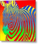 Psychedelic Rainbow Zebra Metal Print