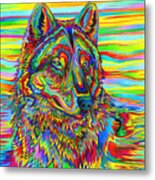 Psychedelic Wolf Metal Print