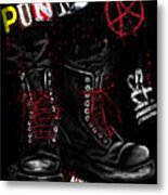 Punk's Not Dead Painting, Punk Rock Boots Metal Print