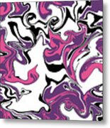 Purple And White Fluid Art, Abstract Pink And White Metal Print