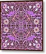 Purple On Dark Maroon Floral Design Metal Print