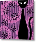 Purple Pink Mod Cat Metal Print