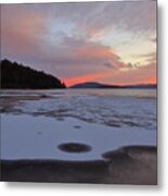Quabbin Reservoir Sunset Ice Metal Print