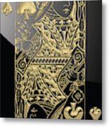 Queen Of Spades In Gold On Black Metal Print