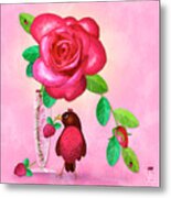 R Is For Rose And Robin Metal Print