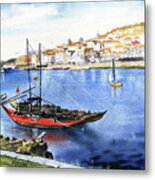 Rabelo Boats With Porto View Metal Print