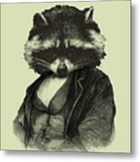 Raccoon Gentleman Metal Print