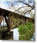 Railroad Bridge In Muscle Shoals Alabama Metal Print