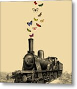 Railroad Butterflies Metal Print