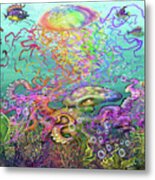 Rainbow Jellyfish And Friends Metal Print