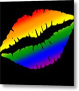 Rainbow Kissy Lips Metal Print