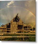 Rainbow Over Mapleton Barn Metal Print