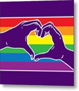 Rainbow Pride Heart Hands Metal Print