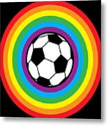Rainbow Soccer Ball Metal Print