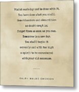Ralph Waldo Emerson Quote 01 - Typewriter Quote On Old Paper - Literary Poster - Book Lover Gifts Metal Print