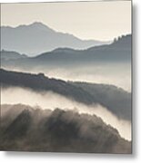 Ramona Mountains Layered In Fog Metal Print