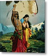 Ravana Slaughtering Jatayu The Vulture, While An Abducted Sita Looks Away In Horror Metal Print