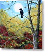 Raven In Autumn Twilight Metal Print