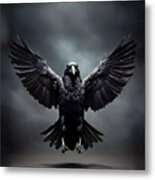 Raven In Flight Metal Print