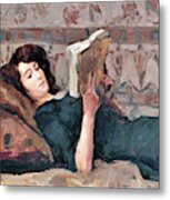Reading Woman On A Couch - Digital Remastered Edition Metal Print