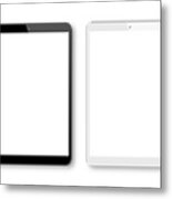 Realistic Vector Illustration Of White And Black Digital Tablet  Template. Modern Digital Devices Metal Print