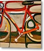 Red Abstract Bicycle Art Print Metal Print