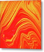 Red And Orange Abstract Acrylic Fluid Art 01 Metal Print