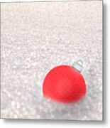Red Ball In Snow Metal Print