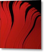 Red Brush Stroke On Black Minimalist Painting Metal Print