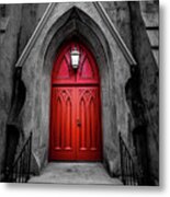 Red Church Door Metal Print