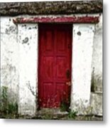 Red Cottage Door Metal Print