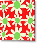 Red Floral Holiday Pattern Design Metal Print