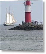 Red Lighthouse Metal Print