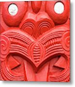 Red Maori Carving, Whakarewarewa, New Zealand Metal Print