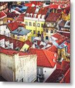 Red Rooftops Of Old Alfama Lisbon Metal Print