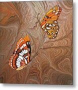 Red Sandstone And Ca Butterflies Metal Print