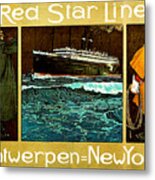 Red Star Line Antwerpen To New York Postcard Metal Print