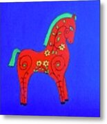 Red Toy Horse Metal Print