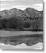 Reflections In Icy Waters Bw Metal Print