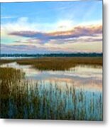 Reflections, Landscape, Marsh Grass Metal Print