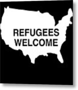 Refugees Welcome Usa Metal Print