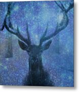 Reindeer In The Snow Metal Print